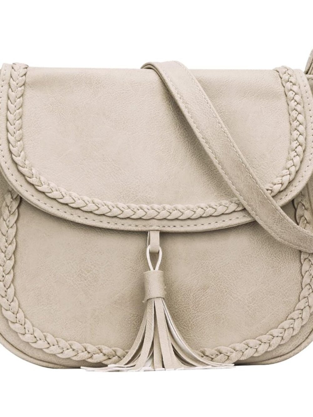 Casual Crossbody Bag for Women, Small Flap Saddle Purses with Tassel